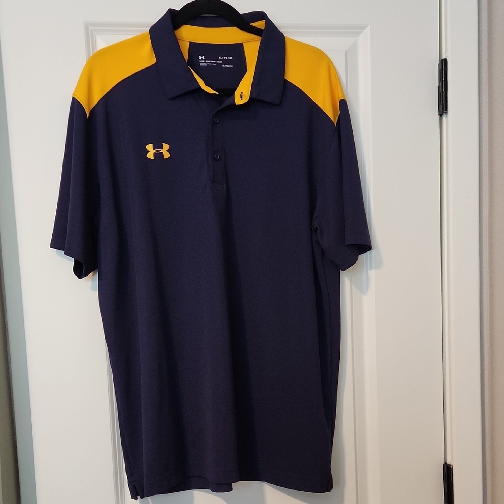 Under Armour Men's Polo in Dark Blue and Gold